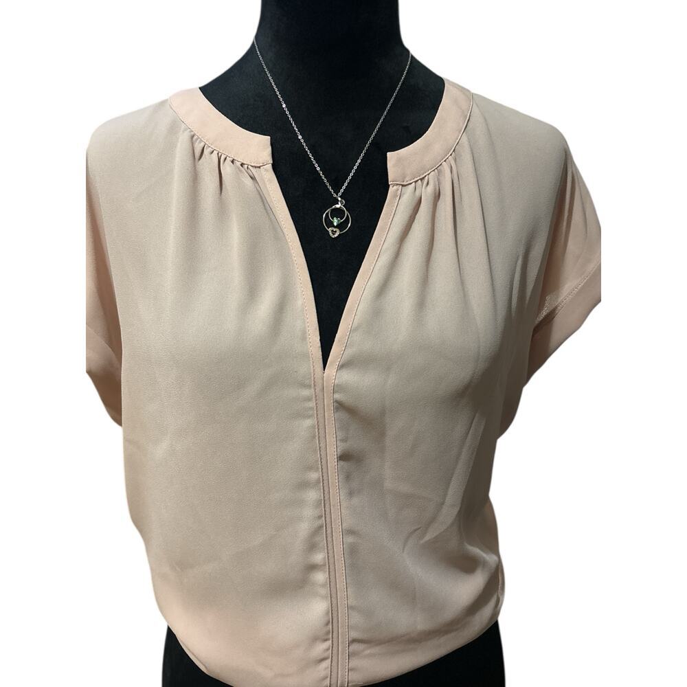 Philosophy Pink‎ Blush V-Neck Blouse L EUC